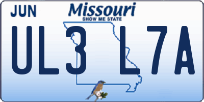 MO license plate UL3L7A