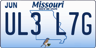 MO license plate UL3L7G