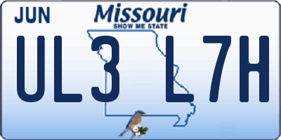 MO license plate UL3L7H