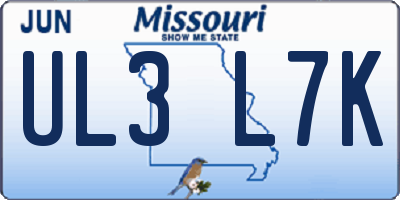 MO license plate UL3L7K