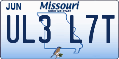 MO license plate UL3L7T