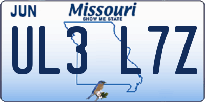 MO license plate UL3L7Z