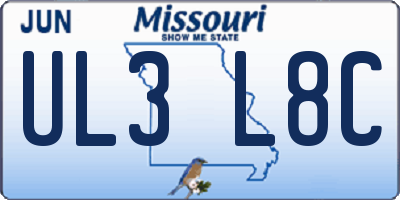 MO license plate UL3L8C