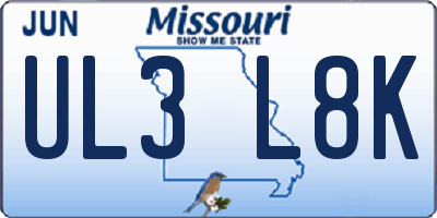MO license plate UL3L8K