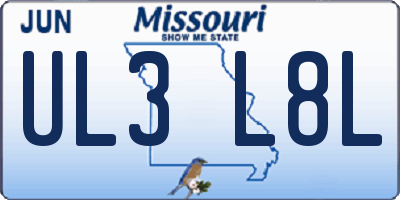 MO license plate UL3L8L