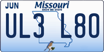 MO license plate UL3L8O
