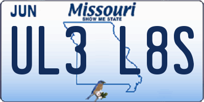 MO license plate UL3L8S