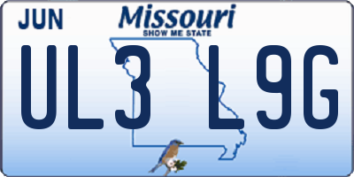 MO license plate UL3L9G