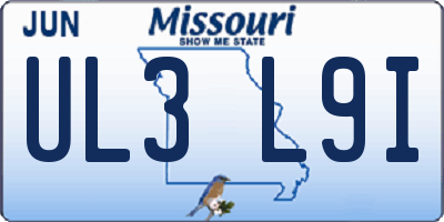 MO license plate UL3L9I
