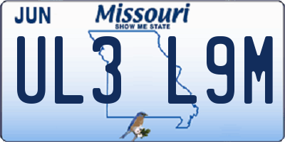 MO license plate UL3L9M