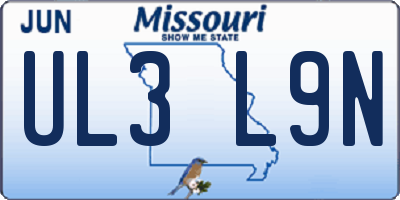 MO license plate UL3L9N