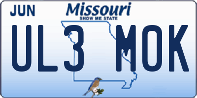 MO license plate UL3M0K