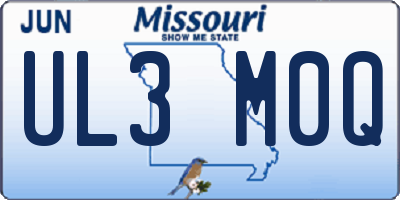 MO license plate UL3M0Q