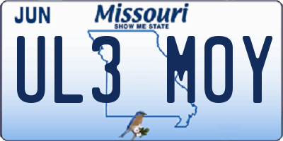 MO license plate UL3M0Y