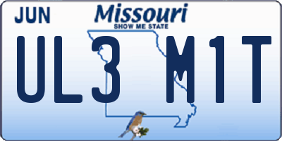 MO license plate UL3M1T