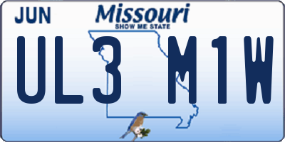 MO license plate UL3M1W