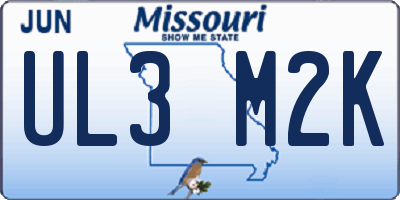 MO license plate UL3M2K