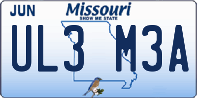 MO license plate UL3M3A