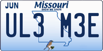 MO license plate UL3M3E