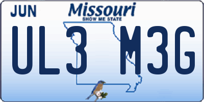 MO license plate UL3M3G