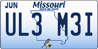 MO license plate UL3M3I