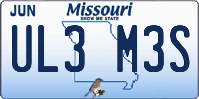 MO license plate UL3M3S