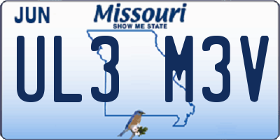 MO license plate UL3M3V