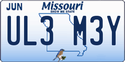 MO license plate UL3M3Y