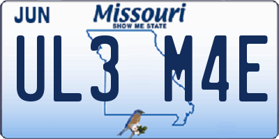 MO license plate UL3M4E
