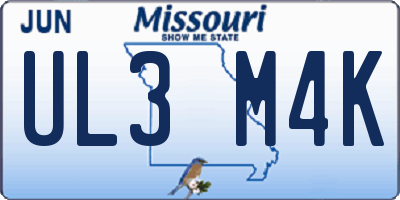 MO license plate UL3M4K