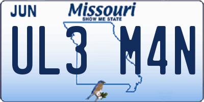 MO license plate UL3M4N