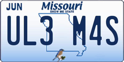 MO license plate UL3M4S