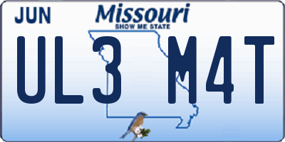 MO license plate UL3M4T