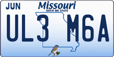MO license plate UL3M6A