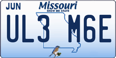 MO license plate UL3M6E