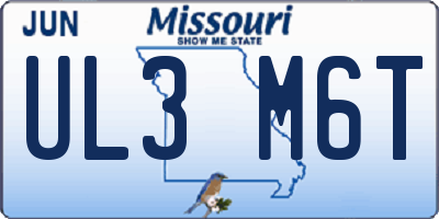 MO license plate UL3M6T