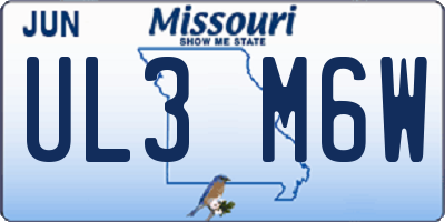 MO license plate UL3M6W