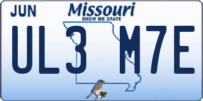 MO license plate UL3M7E