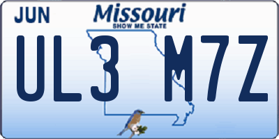 MO license plate UL3M7Z