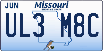 MO license plate UL3M8C