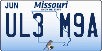 MO license plate UL3M9A