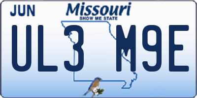 MO license plate UL3M9E