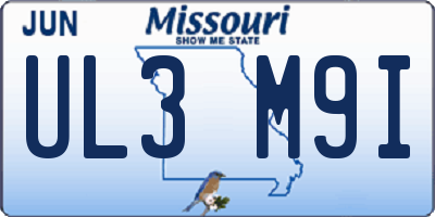 MO license plate UL3M9I