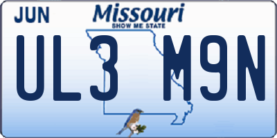 MO license plate UL3M9N