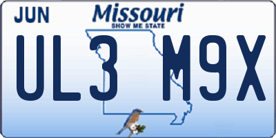 MO license plate UL3M9X