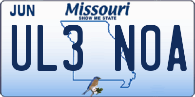 MO license plate UL3N0A