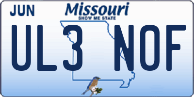 MO license plate UL3N0F