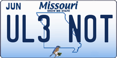 MO license plate UL3N0T