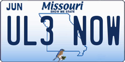 MO license plate UL3N0W