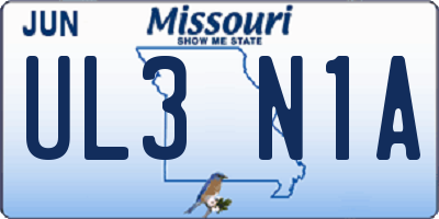 MO license plate UL3N1A